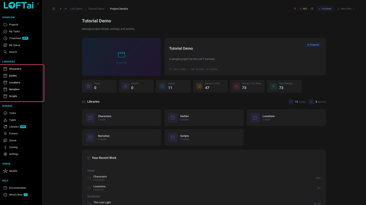 Libraries in the sidebar