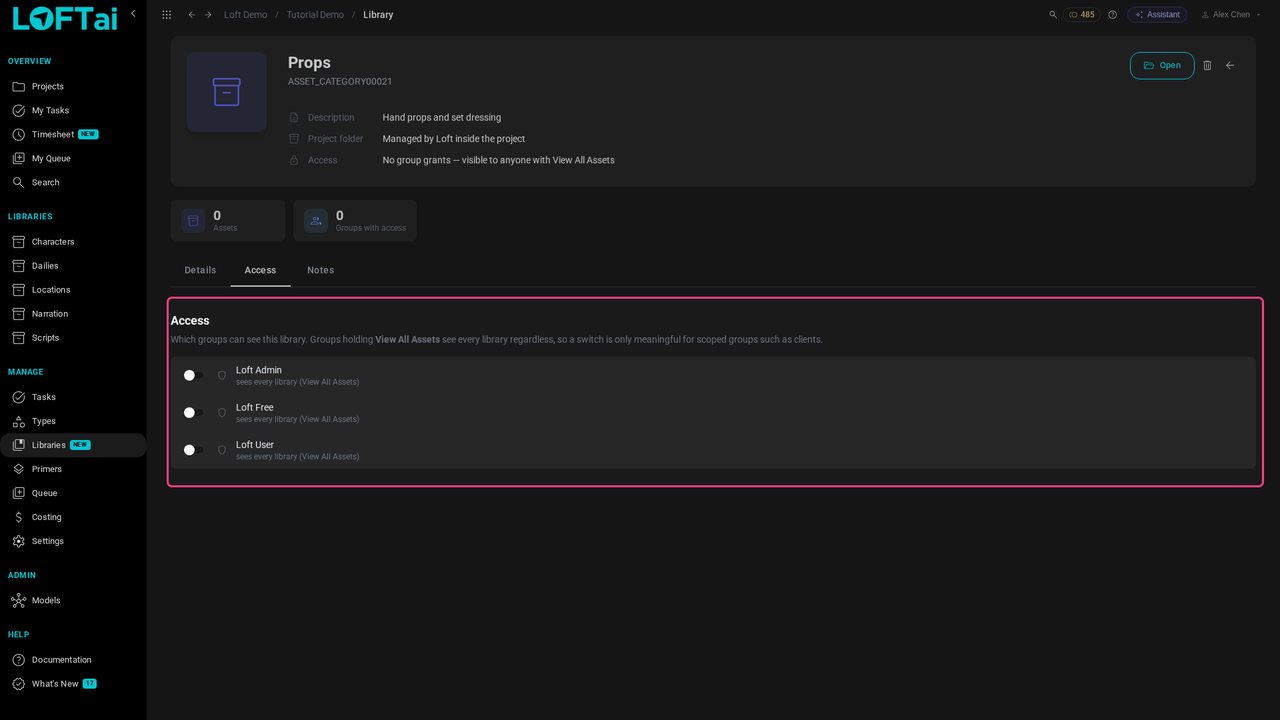 Library settings and access