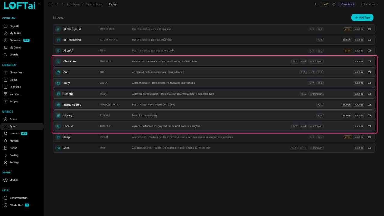 Asset types
