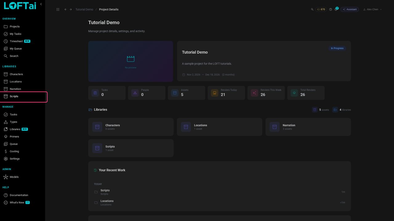 Go to the Scripts library