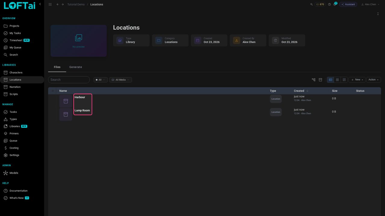 Create the locations