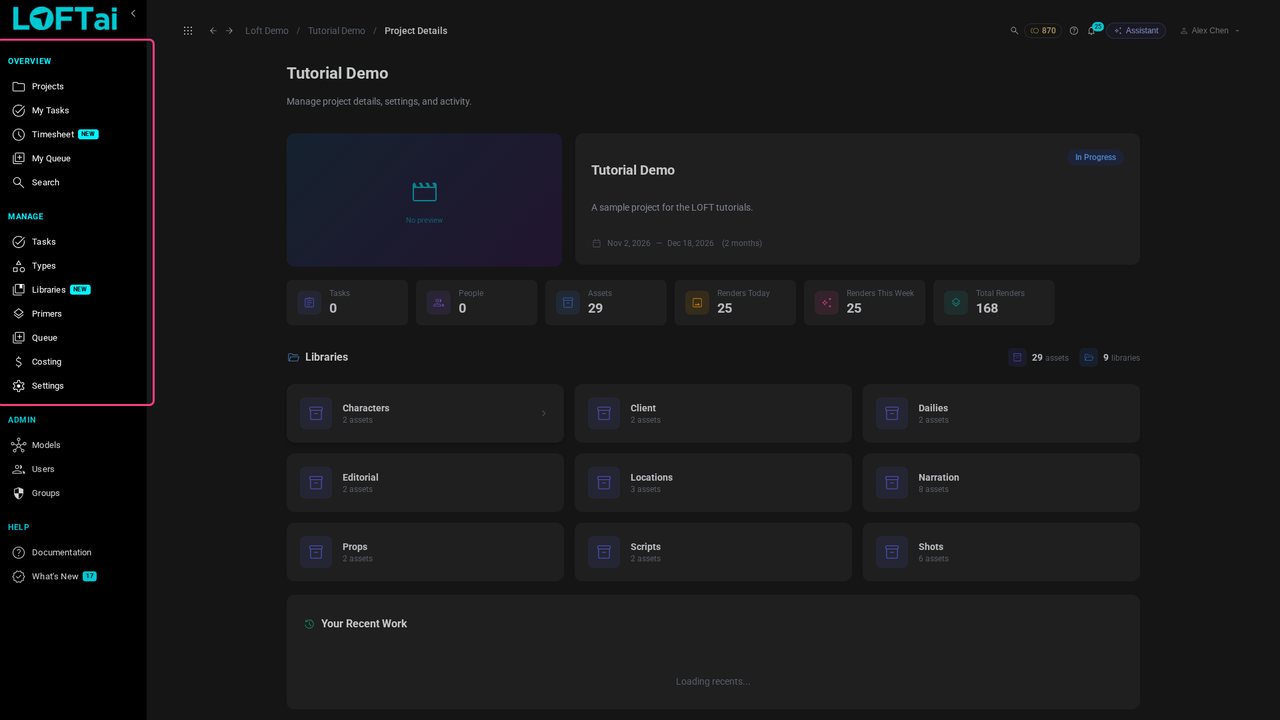 Three parts of the sidebar