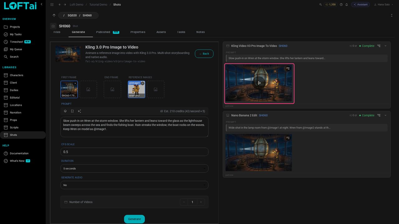 Generate the video